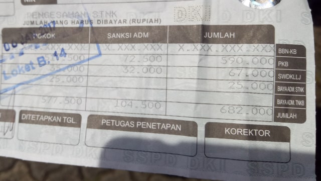 Ilustrasi pajak motor di lembar pengesahan STNK. (Foto: Akbar Ramadhan/kumparan)