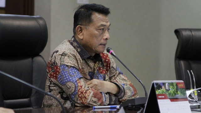 Kepala Staf Kepresidenan Dr. Moeldoko saat menggelar konferensi pers Festival HAM 2021 secara daring di Gedung Bina Graha Jakarta, Rabu (28/4). Foto: Dok. KSP