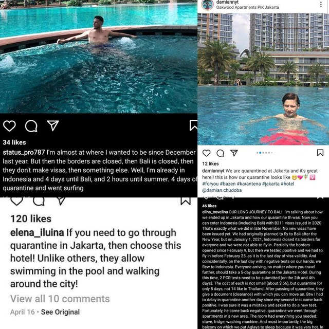 Tangkapan layar instagram WNA yang melakukan karantina di Oakwood, PIK.
Foto: Dok. Istimewa