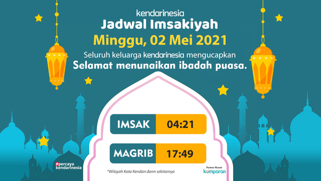 Jadwal Imsak dan waktu berbuka untuk wilayah Kota Kendari dan sekitarnya. Foto: Ramayanto Zimani/kendarinesia.