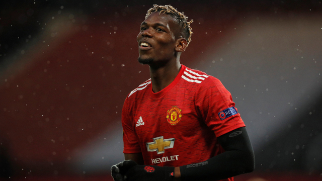 Pemain Manchester United Paul Pogba saat melawan AS Roma pada pertandingan leg pertama semi final Liga Europa di Old Trafford, Manchester, Inggris. Foto: Phil Noble/REUTERS