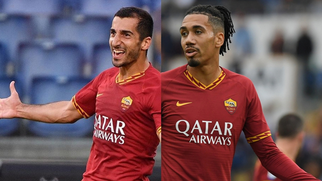 Henrikh Mkhitaryan dan Chris Smalling di AS Roma. Foto: Dok AS Roma & Reuters/Alberto Lingria