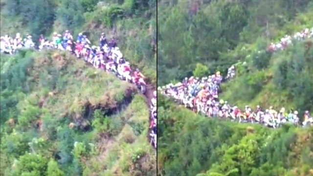 Viral jalan dipenuhi pemotor. Foto: TikTok/@arexarikristyanto9