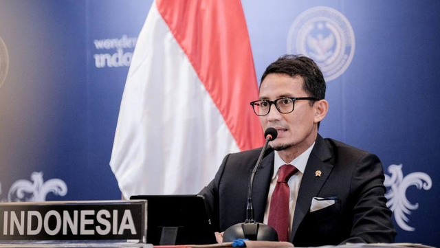 Menparekraaf RI Sandiaga Uno membuka G20 Tourism Ministers Meeting 2021.
 Foto: Sandiaga Uno