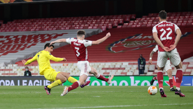 Pertandingan Liga Europa Leg Kedua Semi Final antara Arsenal melawan Villarreal di Stadion Emirates, London, Inggris (6/5). Foto: Reuters/Hannah McKay