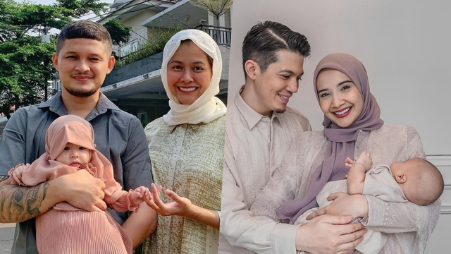 Potret artis bersama anak pertama di momen Idul Fitri. Foto: Instagram/@bungajelitha66 dan @zaskiasungkar15