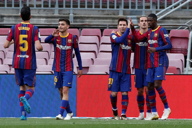 Pertandingan Barcelona melawan Celta Vigo pada lanjutan Liga Spanyol di Camp Nou, Barcelona, Spanyol. Foto: Albert Gea/REUTERS