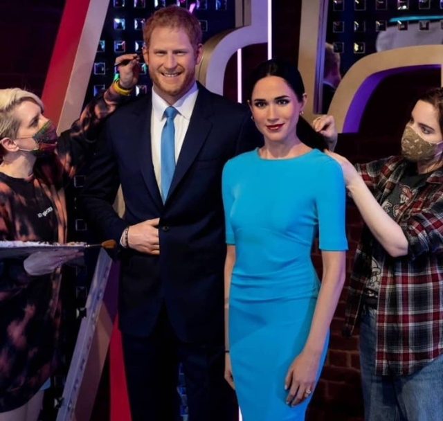 Patung lilin Pangeran Harry dan Meghan Markle, Madame Tussauds London. Foto: Madame Tussauds London