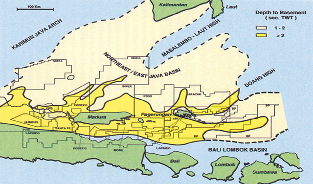 Geografis Cekungan Jawa Timur Utara. Sumber: materi PKL PPSDM MIGAS Cepu.