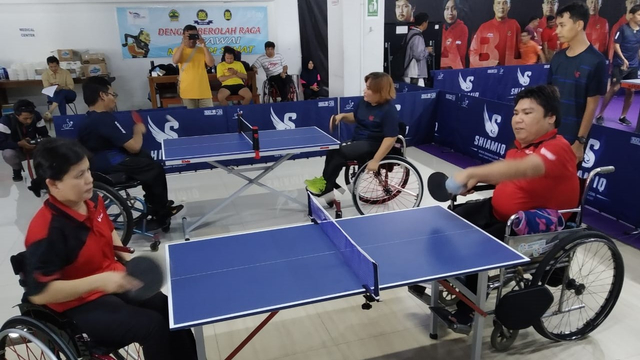 Atlet NPC tenis meja mengikuti pemusatan latihan di Solo, Jawa Tengah