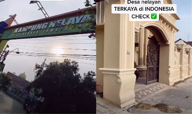 Rumah mewah di kampung nelayan di Pati, Jateng. Foto: Tangkapan Layar Tiktok @elizasifa