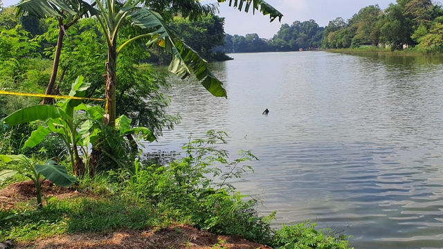 Helikopter jatuh di Danau Buperta Cimanggis Depok. Foto: Dok. Istimewa