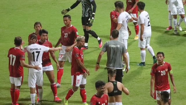 Pertandingan antara Indonesia vs Afghanistan. Foto: Instagram/@PSSI