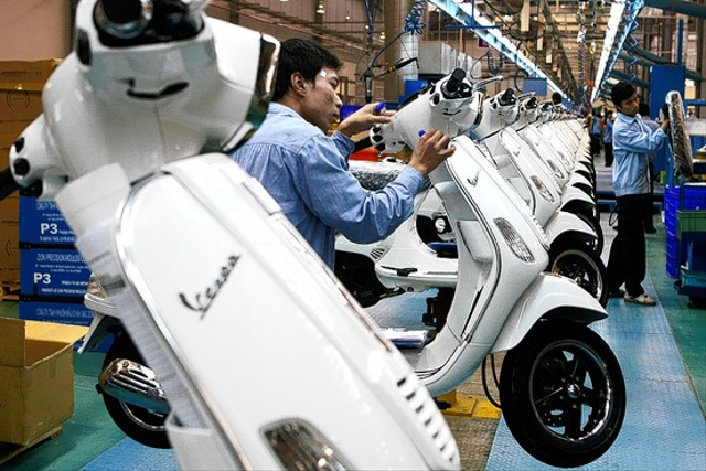 Ilustrasi pabrik perakitan motor Vespa. dok: PiaggioGroup