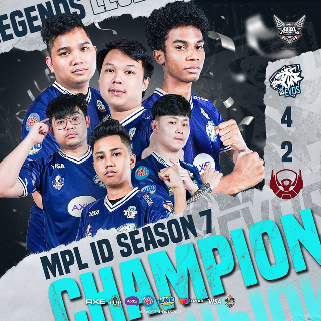 Gambar: EVOS Legends berhasil menjuarai MPL Indonesia Season 7. (Instagram @evosesports) https://www.instagram.com/p/COX8oG0BAZm/?utm_medium=copy_link
