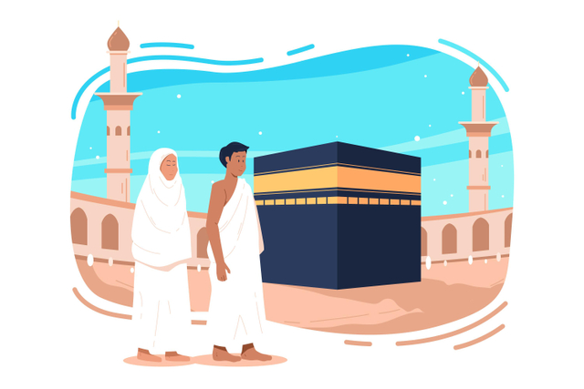 Ilustrasi berangkat haji. Sumber: freepik.com