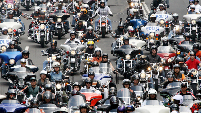 Ilustrasi pengendara Moge di Jakarta. Foto: Ahmad Zamroni/AFP