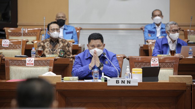 Kepala Badan Narkotika Nasional (BNN) Komjen Pol Petrus Reinhard Golose pada RDP bersama Komisi III DPR RI. Foto: ANTARA FOTO/Dhemas Reviyanto