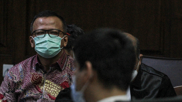 Terdakwa kasus suap izin ekspor benih lobster tahun 2020 Edhy Prabowo menjalani sidang lanjutan di Pengadilan Tipikor, Jakarta, Selasa (8/6/2021). Foto: Asprilla Dwi Adha/ANTARA FOTO