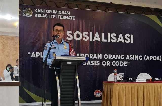 Kepala Kantor Imigrasi Ternate saat memberikan sambutan. Foto: Istimewa