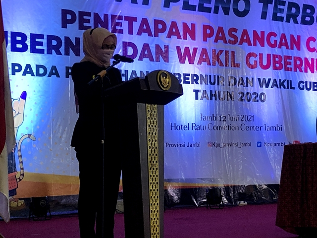 Pj Gubernur Jambi hadir dalam penetapan gubernur dan wakil gubernur terpilih. (Foto: Jambikita.id)