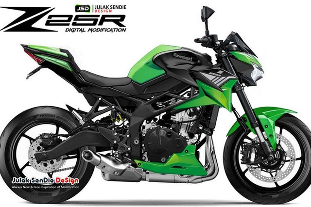 Rendering digital kemungkinan wujud Kawasaki Z250 4-silinder. Foto: dok. Julak Sendie Design