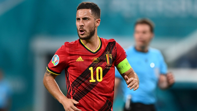 Reaksi Eden Hazard dari Belgia saat pertandingan melawan Finlandia di Stadion Saint Petersburg, Saint Petersburg, Rusia, Senin (21/6). Foto: Pool via REUTERS/Kirill Kudryavtsev