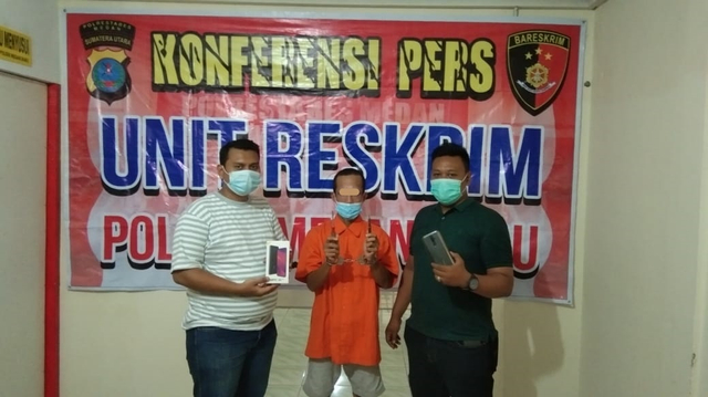 Buruh bangunan berinisial HAR (39) diamankan personel Polsek Medan Baru atas pencurian di rumah seorang satpam di Medan. (Istimewa)