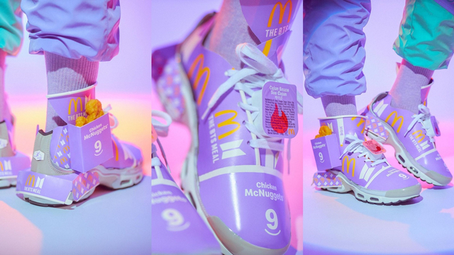 Tampilan sneakers yang terbuat dari bungkus BTS Meal. Foto: dok. Instagram @josiahchua