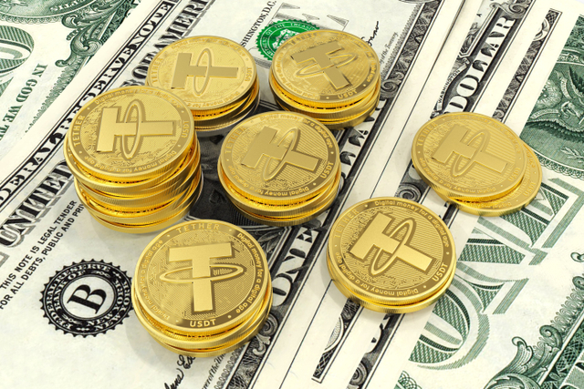 Ilustrasi Tether dan dolar. Foto: Shutterstock