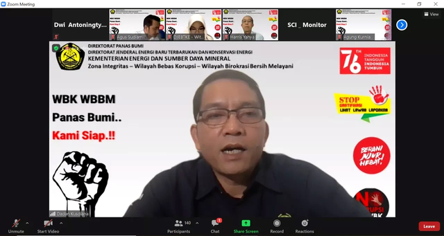 Dirjen EBTKE Kementerian ESDM Dadan Kusdiana dalam acara 'Sosialisasi dan Pernyataan Komitmen Bersama Pembangunan ZI Menuju WBK dan WBBM di Lingkungan Direktorat Panas Bumi', Rabu (7/7). Foto: Kementerian ESDM