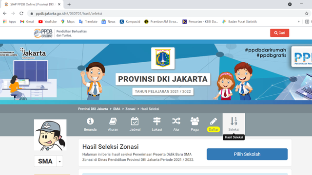 Gambar: Web PPDB DKI JAKARTA (ppdb.jakarta.go.id)/Dokumentasi Pribadi