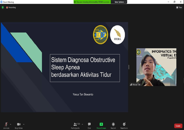 Prodi Teknik Informatika Institut Teknologi Sumatera (Itera) menggagas pameran virtual tugas akhir mahasiswa Teknik Informatika bertajuk Informatics thesis virtual expo, pada Sabtu (10/7) | Foto : Humas Itera