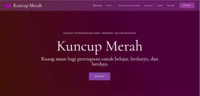 Tampilan website Kuncup Merah