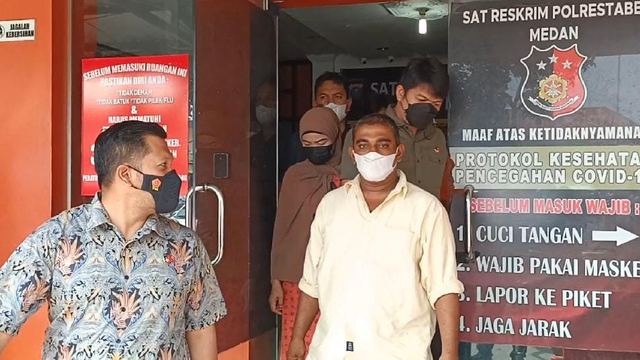 Rakesh usai menjalani pemeriksaaan di Mapolrestabes Medan. Foto: Dok. Istimewa