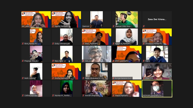 Zoom Meeting membahas lomba fotografi & News anchor se-Indonesia Uniga. foto/dok