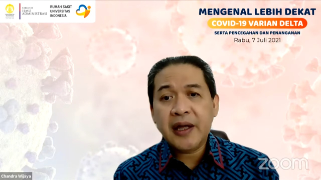 FIA UI berkolaborasi dengan RSUI pada webinar dengan tema "Mengenal Lebih Dekat Covid-19 Varian Delta". Foto: Humas UI