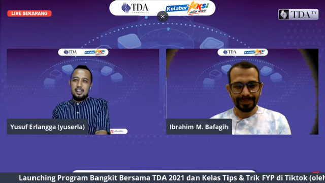 Presiden TDA 7.0, Ibrahim M Bafaqih (kanan). Foto: tangkapan layar