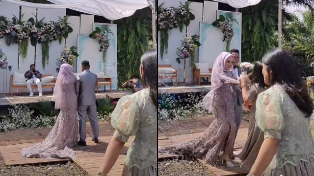 Lempar bunga pernikahan. (Foto: @sofiaunnida/TikTok)