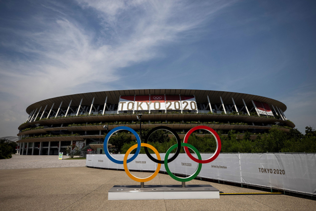Stadion Nasional Jepang, tempat utama Olimpiade Tokyo 2020 di Tokyo, Jepang. Foto: Behrouz MEHRI / AFP