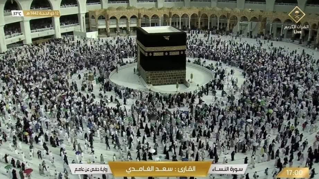 Suasana Tawaf Wada pada haji 2021 pukul 17.00 WAS, Kamis (22/7). Foto: Twitter/@hsharifain