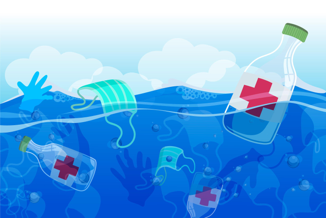 ilustrasi limbah medis di lautan. freepik.com