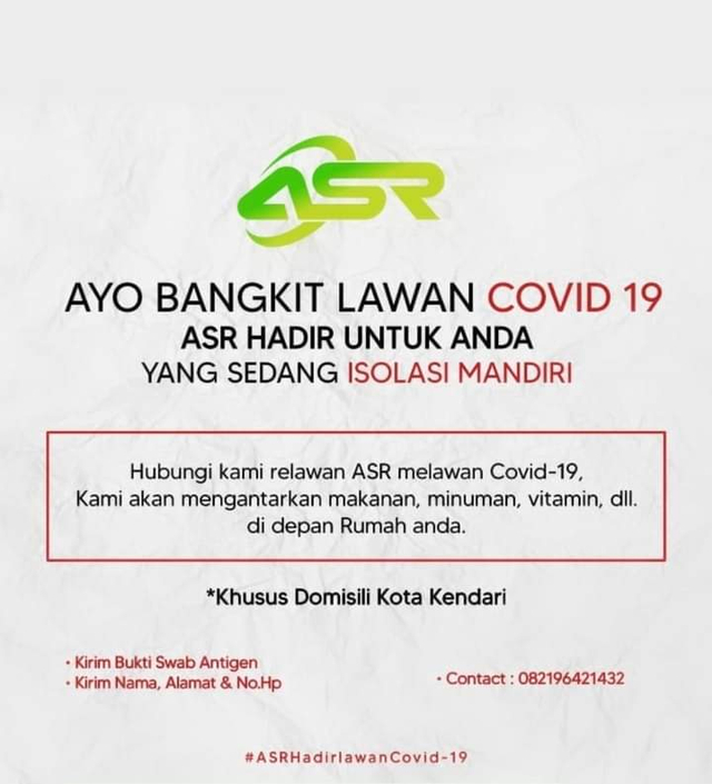 Bantu Warga yang Isoman, ASR Sultra Beri Makanan dan Vitamin