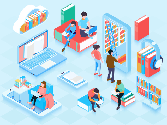 Ilustrasi: Pemanfaatan Perpustakaan Digital di mana saja. Foto: freepik.com