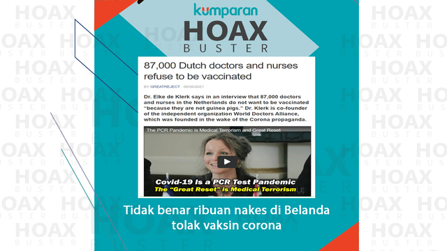 Tidak benar ribuan nakes di Belanda tolak vaksin corona. Foto: kumparan