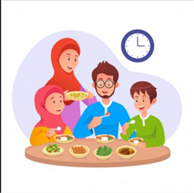 Ilustrasi keluarga yang bersahur untuk menjalankan puasa 10 Muharram. https://www.freepik.com/