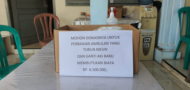 Kotak donasi perbaikan ambulans di Depok. Foto: Dok. Istimewa