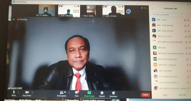 Deputi Pengkajian dan Materi BPIP, Prof. Adji Samekto saat memberikan pembekalan kepada Calon Paskibraka via daring, pada jumat (31/1/2021). 