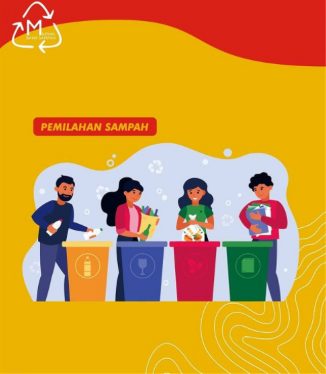 Ilustrasi memilah sampah. Foto: Instagram @banksampahmilenial.idn