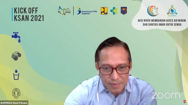 Deputi Bidang Sarana dan Prasarana Kementerian PPN/Bappenas J. Rizal Primana saat membuka Kick Off Meeting KSAN 2021 yang dihelat secara daring pada Jumat (6/8).